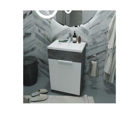 Тумба с раковиной 1Marka Revo 50Н 1д. Бетон темно-серый У99086 – изображение 2