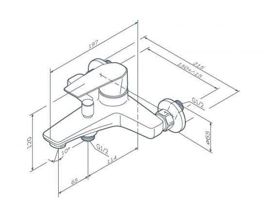 Смеситель для ванны/душа AM.PM Gem излив 179 мм черный F90A10022 – изображение 2