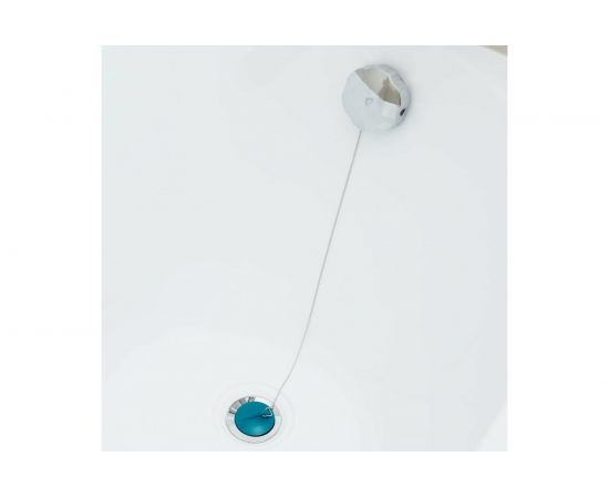 Пробка для ванн, раковин СУПРИМПЛАСТ голубая, диаметром 40 мм, с латунной цепочкой 50 см 1DVR40_04_02Z50H – изображение 2