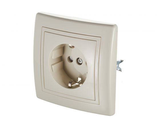 Розетка Aling-conel PRESTIGE 16A 250В с фарфоровой вставкой и защитой, бежевая 601.999 113026 – изображение 2