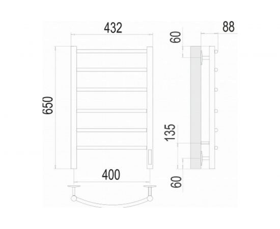 Полотенцесушитель Terminus Классик quick touch П6 400x650 4670078531308 – изображение 3