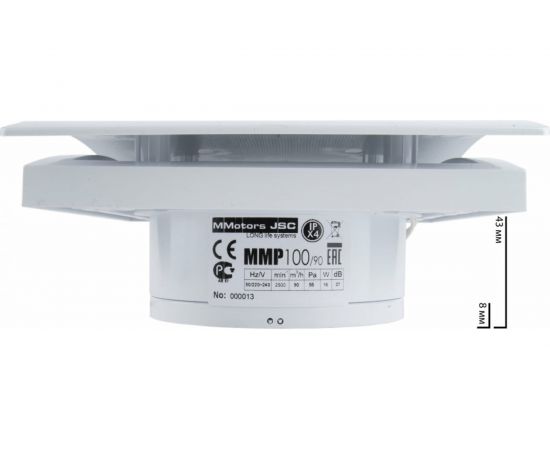 Вытяжной бесшумный вентилятор для ванной MMOTORS JSC ММР 100 пластик белый, тонкий 0702 – изображение 3