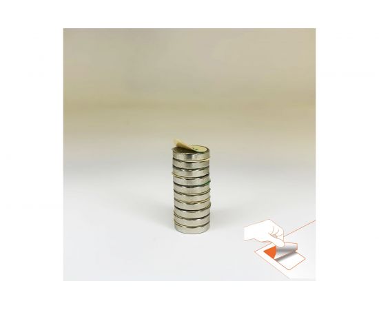 Неодимовый магнит Проф-Магнит D10x2мм, с клеевым слоем NdFeB, 20 шт. N33 с/кл – изображение 4