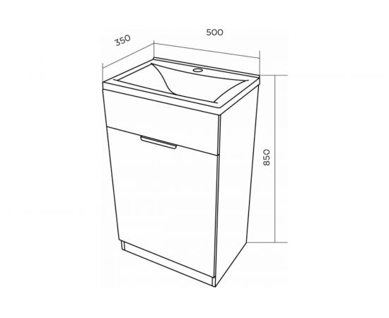 Тумба с раковиной 1Marka Revo 50Н 1д. Бетон темно-серый У99086 – изображение 5