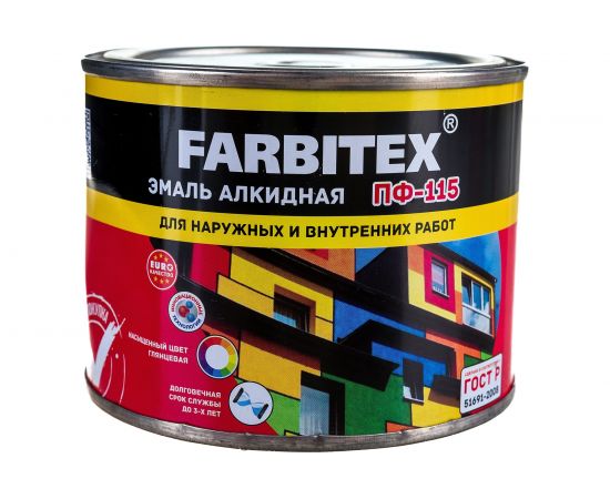 Алкидная эмаль FARBITEX ПФ-115 (светло-серый; 0.4 кг) 4300009077 
