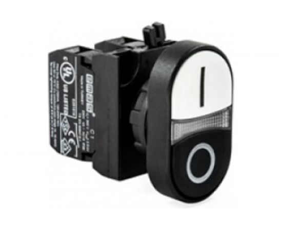 Нажимная кнопка Emas сдвоенная чёрно-белая, 250 В AC, 4 А CP102K20HB 