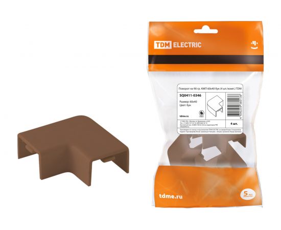 Поворот на 90 градусов TDM КМП 60x40, бук, 4 штуки/комплект SQ0411-0346 