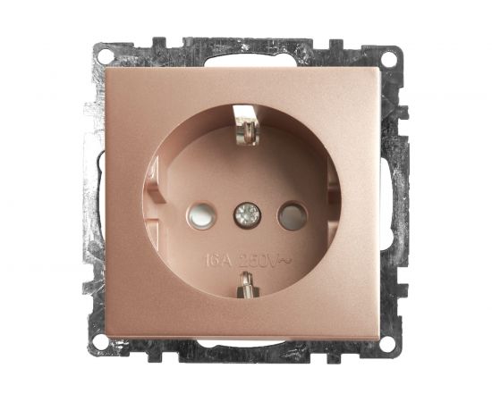 1-местная розетка STEKKER с заземлением (механизм), GLS16-7110-02, 250В, 16А с защитной шторкой, серия Катрин, 39596 