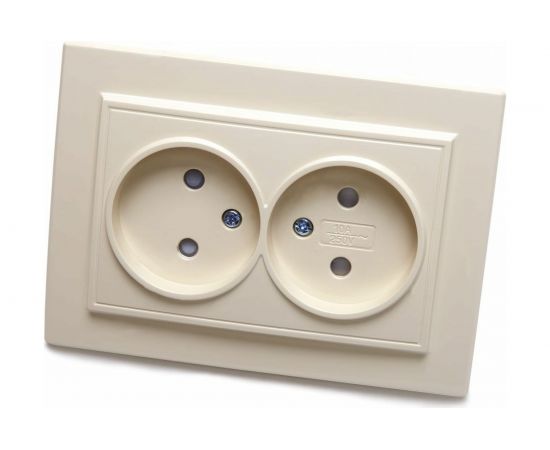 Розетка STEKKER 2-местн.б/з 220В 10А с защитн. шторкой серия Эрна слоновая кость PST10-9013-02 39239 
