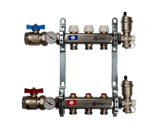 Коллектор из нержавеющей стали в сборе без расходомеров STOUT 3 выхода SMS 0912 000003 