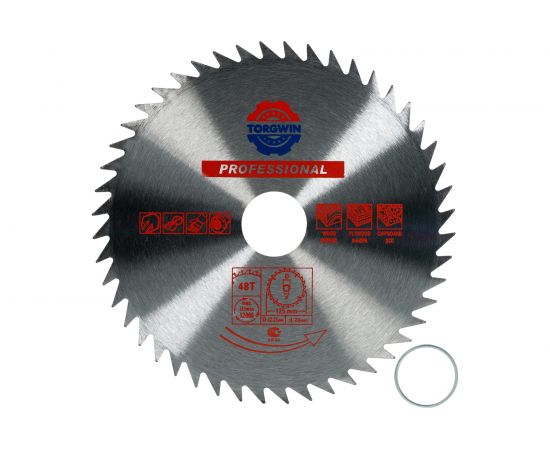 Диск пильный по дереву без победита 125x22.23 мм, 48 зубьев S.E.B. S67077 