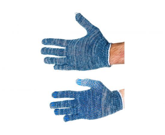 Перчатки Факел х/б, 10класс, ЭКОНОМ с ПВХ ТОЧКА, 30-32гр, 83текс, серые, 10 пар 87481329 