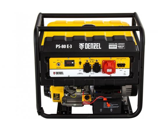 Бензиновый генератор DENZEL PS 80 E-3, 6,6 кВт, 400В, 25л 946954 – изображение 2