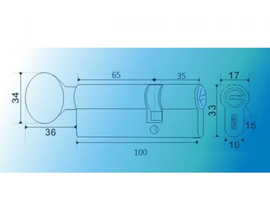 Цилиндровый механизм MSM перф. ключ-вертушка, CW 100 мм 65в/35 РВ 7611 – изображение 2