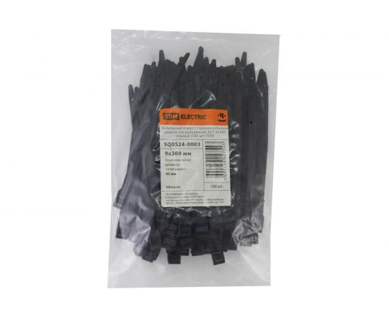 Кабельный хомут с горизонтальным замком TDM не разъемный КСГ, 9х360, черный, 100 шт. SQ0524-0003 – изображение 2