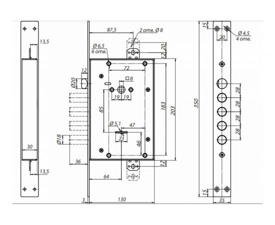 Врезной замок МЕТТЭМ ЗВ9 343.1.1 20921 – изображение 2