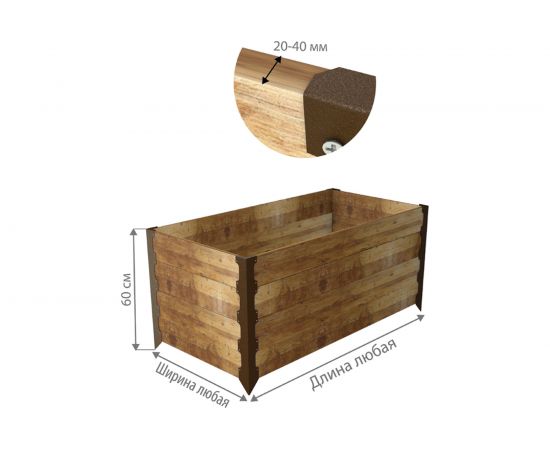 Колышки для деревянных грядок Delta-Park CB60-4 коричневые, 4 шт. 3003021 – изображение 2