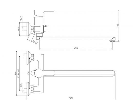 Смеситель для ванны с длинным изливом OLIVES TOLEDO 18221TD – изображение 2