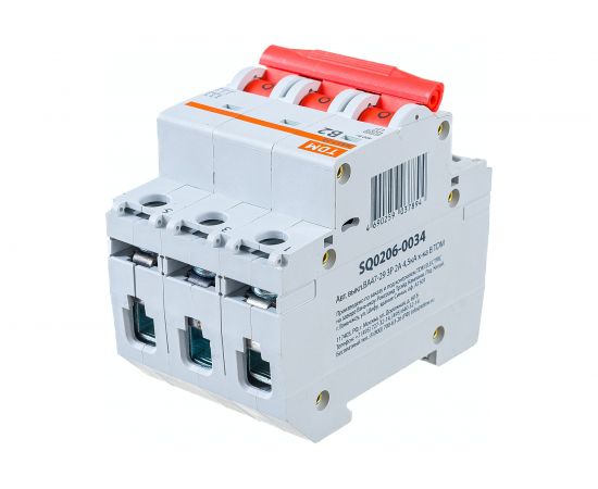 Автоматический выключатель ВА47-29 (3Р; 2 А; 4.5 кА; В) TDM SQ0206-0034 – изображение 3