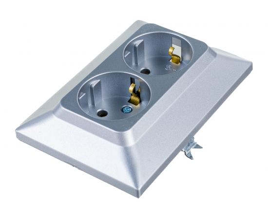 Розетка NE-AD 2-гнезда с заземлением, керамика, 16А, 250В, Aras, Серебро, 93-122-85-P – изображение 3