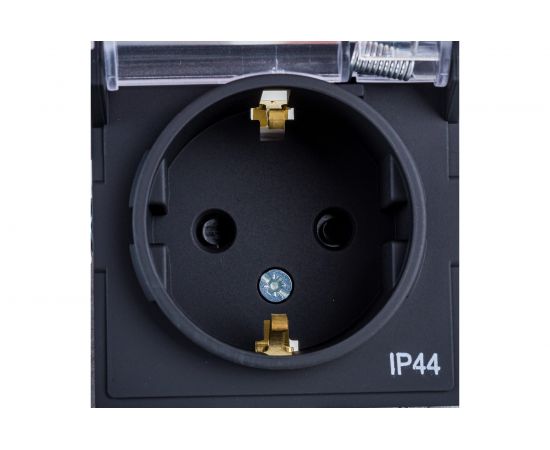 Розетка Schneider Electric AtlasDesign Aqua Карбон, с заземлением, со шторками, с прозрачной крышкой, 16А, IP44 ATN441046 – изображение 4