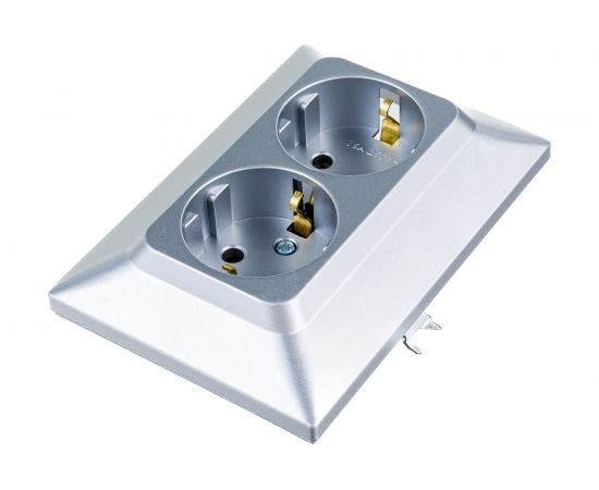 Розетка NE-AD 2-гнезда с заземлением, керамика, 16А, 250В, Aras, Серебро, 93-122-85-P – изображение 5