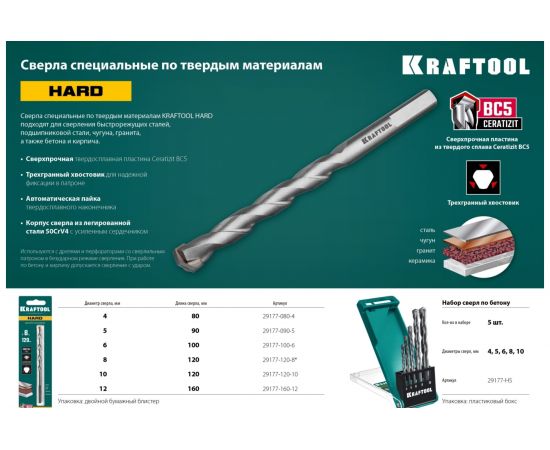 Сверло специальное по твёрдым материалам KRAFTOOL Hard 6x100 мм 29177-100-6 – изображение 7