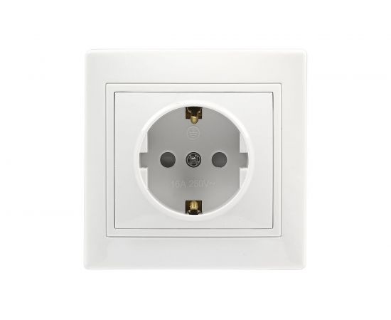 Розетка Smartbuy 1-местная с заземлением 16А белая с защитными шторками Венера SBE-01w-16-S1-1Z 