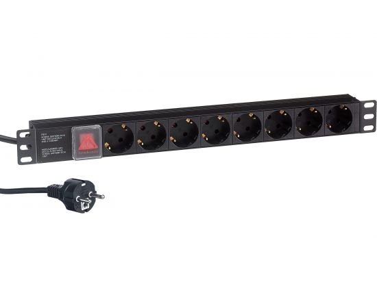 Блок розеток ExeGate ServerPro PDU-19H805 Al-8S-EU3CU-SW, 19, 1U, алюминий, 8Schuko, евро, 3м 280844 