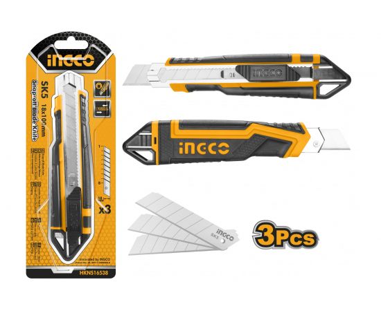 Канцелярский нож INGCO 169х100х18 мм. HKNS16538 