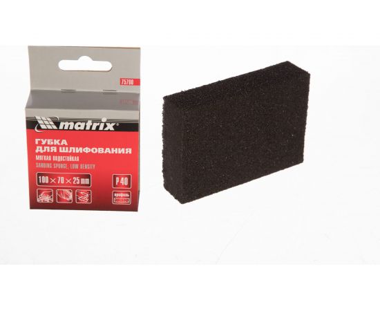 Губка для шлифования (100х70х25 мм; P40; мягкая) MATRIX 75700 