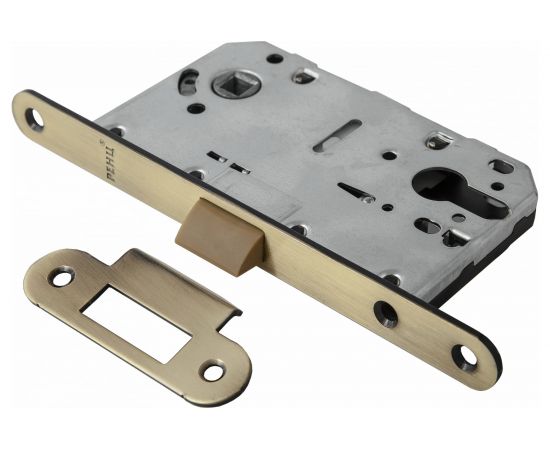 Замок РЕНЦ под цилиндр с полиамидным язычком PALOMA, межосевое расстояние 85 мм, бронза античная INLB 85 PL AB 