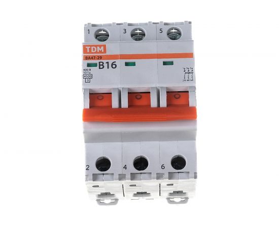 Автоматический выключатель TDM ВА47-29 3Р 16А 4,5кА х-ка В SQ0206-0042 