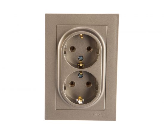 Розетка Schneider Electric 2-м ATLAS DESIGN с заземлением, 16А, в сборе, шампань ATN000524 1240317 