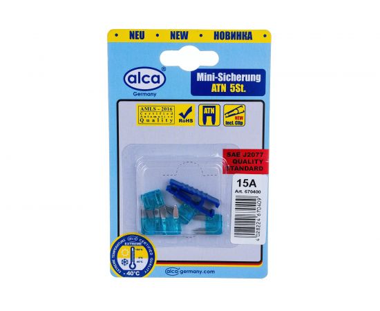 Флажковые предохранители Alca мини 15 А, 5 шт. 670400 