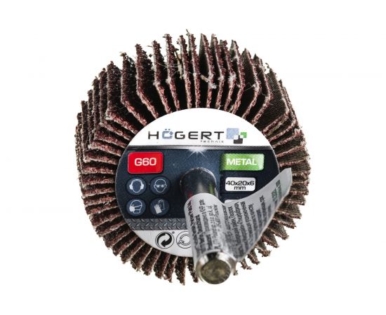Круг шлифовальный лепестковый радиальный (40x20 мм; хвостовик 6 мм; P60) Hogert Technik HT8D002 