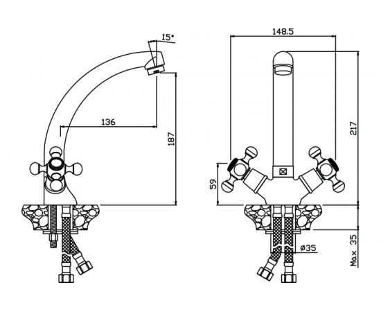 Смеситель для кухни Olives GIRONA резиновые кран-буксы 01430GRG – изображение 2