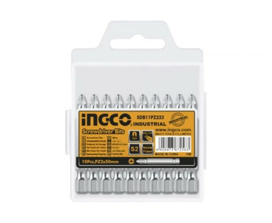 Набор бит INDUSTRIAL (10 шт; PZ2; 50 мм) INGCO SDB11PZ223 – изображение 2