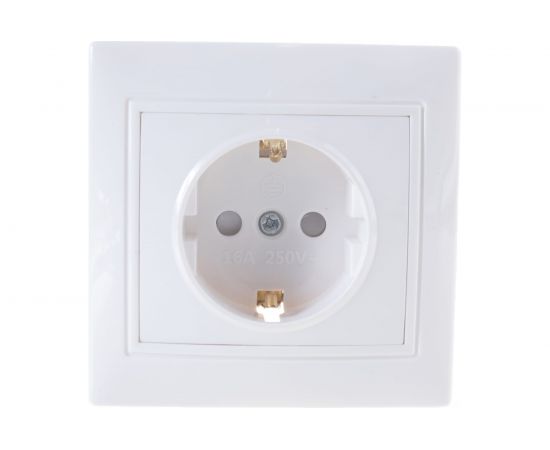 Розетка Smartbuy 1-местная с заземлением 16А белая с защитными шторками Венера SBE-01w-16-S1-1Z – изображение 2
