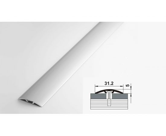 Порог прямой скрытый алюминиевый анодированный ЛУКА (31,2 мм, 1,8 м, серебро) УТ000005287 – изображение 2
