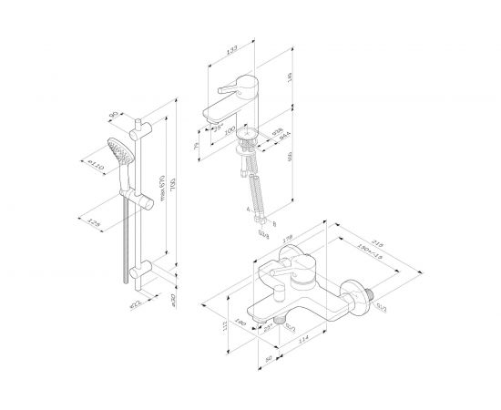 Набор 3 в 1: смеситель для умывальника, смеситель для ванны, душа, душевой комплект AM.PM F40985B00 – изображение 2