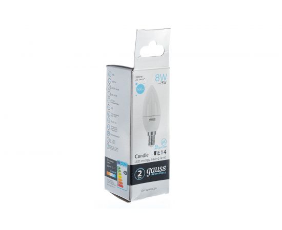 Лампа Gauss LED Elementary Свеча 8W E14 560lm 6500K 33138 – изображение 3