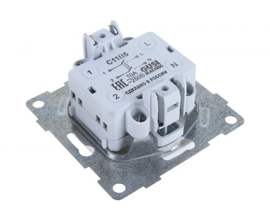 Механизм выключателя GUSI ELECTRIC Ugra 1кл. 2-х полюсный, СУ, 10А, 250В, белый С11В5-001 – изображение 3