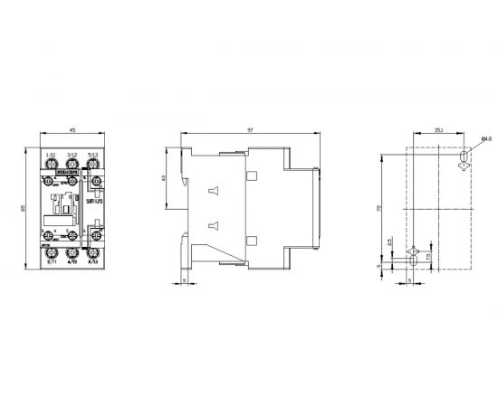 Контактор Siemens 3 полюса AC-3, 15КВТ/400В, Блок-Контакты 1НО+1НЗ 3RT20271AP00 – изображение 3