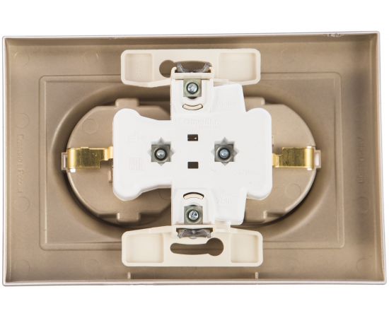 Розетка Schneider Electric 2-м ATLAS DESIGN с заземлением, 16А, в сборе, шампань ATN000524 1240317 – изображение 3