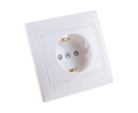 Розетка Smartbuy 1-местная с заземлением 16А белая с защитными шторками Венера SBE-01w-16-S1-1Z – изображение 3