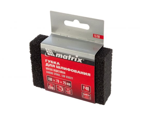 Губка для шлифования (100х70х25 мм; P40; мягкая) MATRIX 75700 – изображение 4