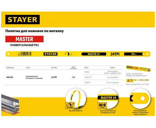 Полотно по металлу MASTER-24 (300 мм; 24 TPI) Stayer 1589-24-1 – изображение 4