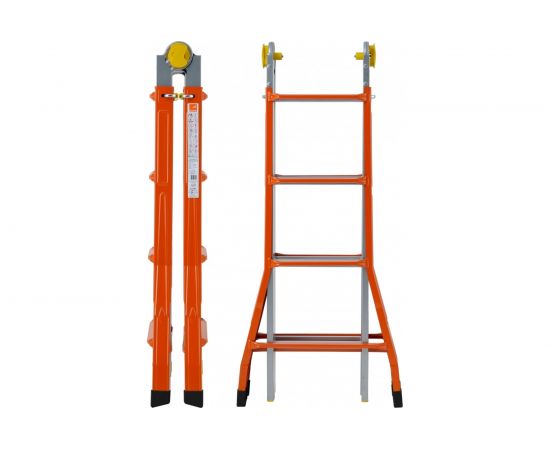 Шарнирная телескопическая лестница-стремянка Gierre PEPPina Media сталь, 4х4 перекладины A0060 – изображение 4