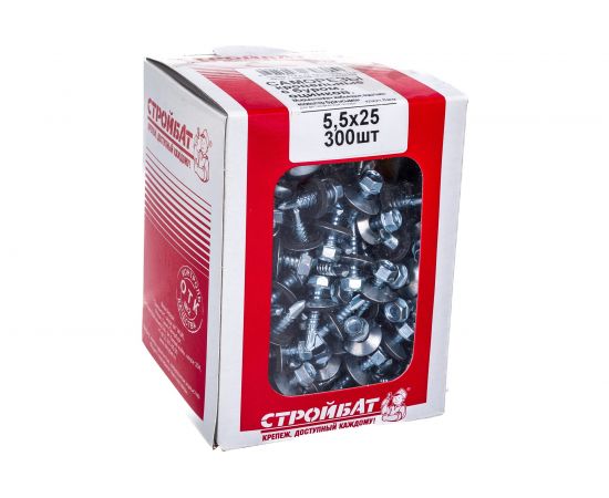 Кровельный саморез Стройбат оцинкованный с буром 5.5x25 мм 300 шт. 021750 – изображение 5